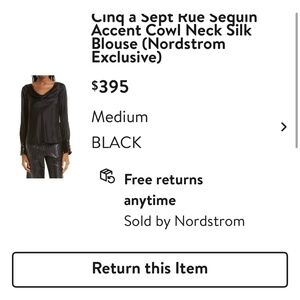Cinque a sept black silk blouse with sequins